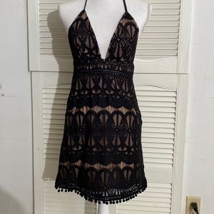 Forever 21 dress lace black and beige